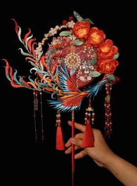 非遗缠花团扇结婚新娘diy扇子