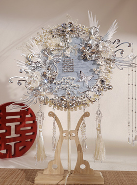团扇新娘结婚红色双面diy材料包喜扇遮面扇秀禾中式婚礼扇子送礼