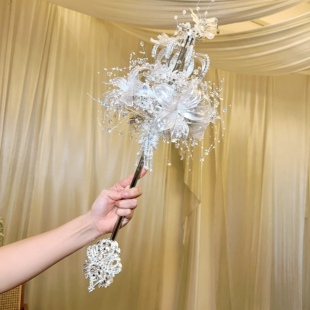 权杖手捧花diy材料包新娘结婚出嫁手工自制女王水晶婚纱礼物成品