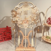 团扇结婚新娘秀禾扇子喜扇婚礼却扇高级感diy材料包成品双面中式