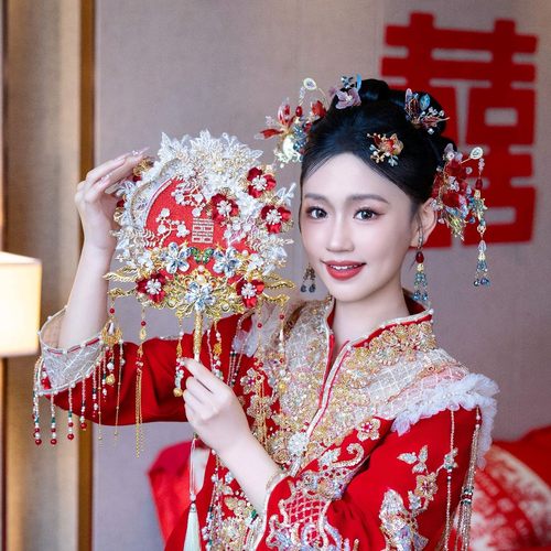 新娘婚礼团扇秀禾扇子喜扇婚扇