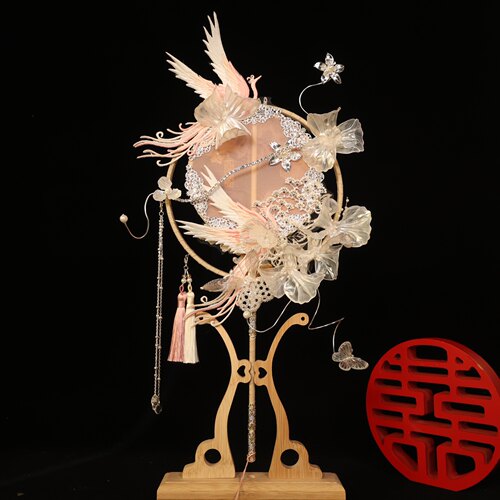 团扇新娘结婚材料diy高级婚扇子手工成品双面刺绣嫁喜扇婚礼秀禾