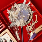 团扇新娘结婚秀禾喜扇成品婚扇出嫁扇子diy材料包中式 高级感双面