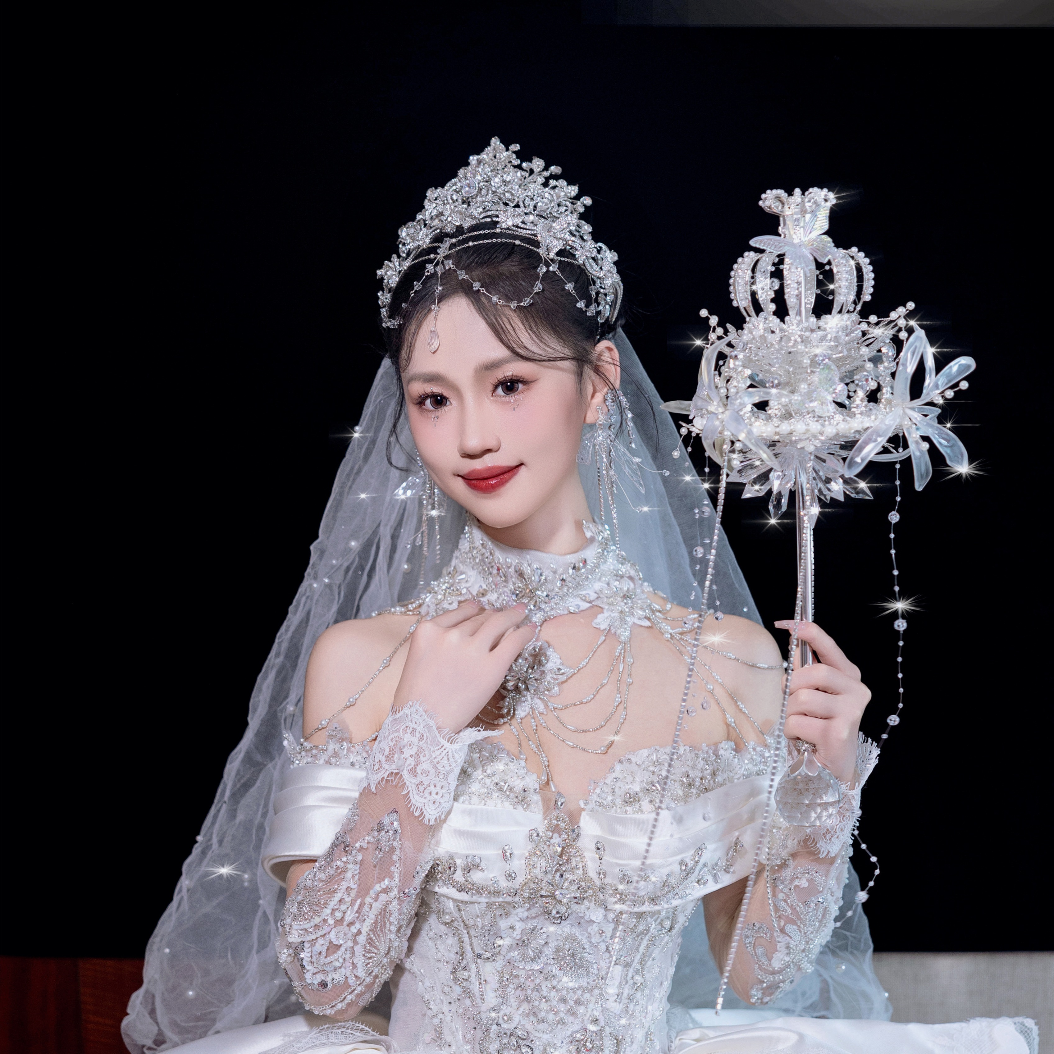 权杖手捧花婚礼diy材料新娘仙女重工成品婚纱走秀高级表演道具