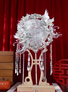 团扇新娘结婚高级材料秀禾婚扇喜扇婚礼成品双面扇子diy出嫁婚嫁