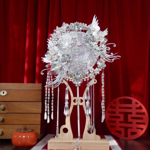 团扇新娘结婚高级材料秀禾婚扇喜扇婚礼成品双面扇子diy出嫁婚嫁