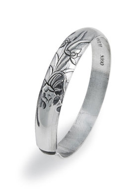 守忆幽兰定制刻字时尚风银手镯