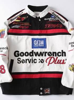 DUDACK杜戴克2025新款男女欧美潮牌刺绣重工拼接外套嘻哈宽松夹克