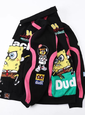 杜戴克海绵宝宝联名款SpongeBob Jacket卡通印花骑行赛车夹克外套
