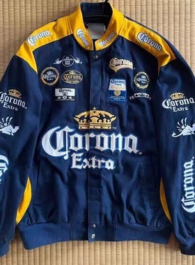 dudack秋冬新款男女潮牌机车棒球服CORONA 赛车夹克NASCAR设计