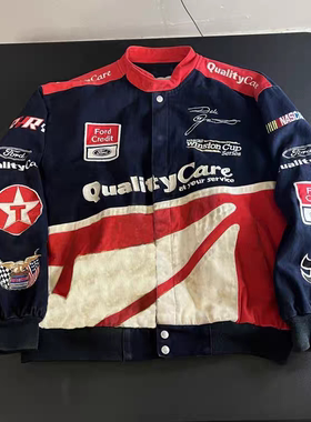 庞博文同款dudack欧美潮牌男女机车服棒球服Nascar Jarrett夹克