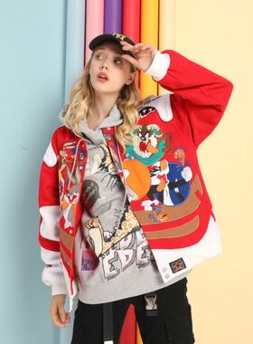 DUDACK秋冬新款欧美潮牌嘻哈加厚机车棒球服男女个性夹克bf风外套