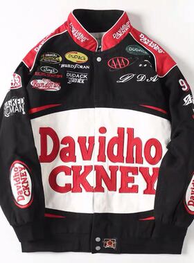 杜戴克新款男装春秋欧美潮牌加厚外套dj绣花休闲夹克拼接棒球服潮