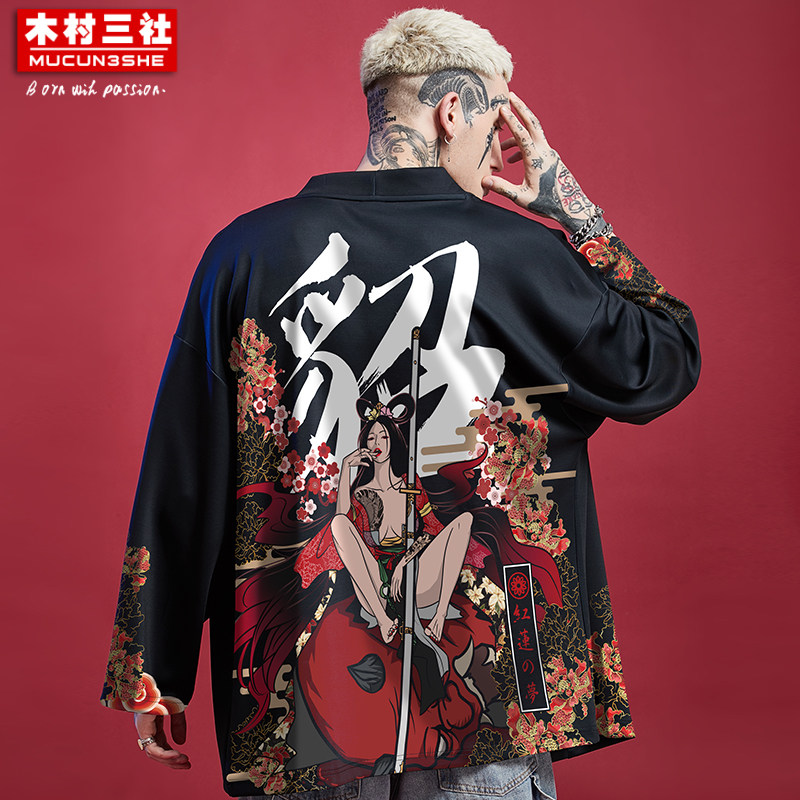 木村三社x红莲之梦 貂蝉伏魔印花道袍男女国潮汉服大码潮牌防晒服