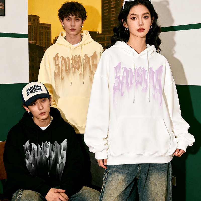 木村三社品牌印花圆领长袖卫衣