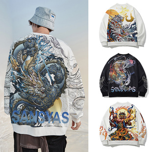 木村三社×心境澄明 国潮十二生肖印花圆领卫衣 马年本命年衣服