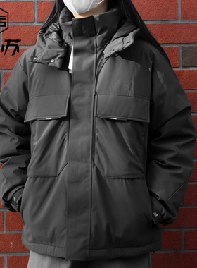 New Balance25年新款连帽羽绒服鸭绒保暖舒适外套男AMJ54344-BLK