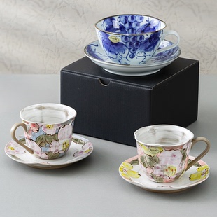 有田烧咖啡杯套装组合 日本高档轻奢陶瓷茶杯复古手绘马克杯杯碟