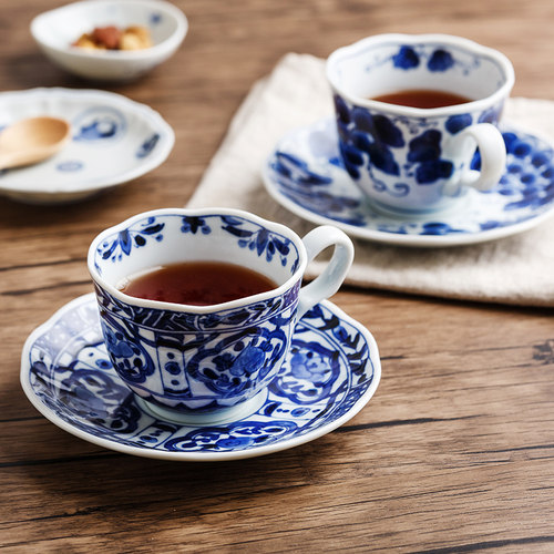 日本咖啡杯套装进口陶瓷青花茶具