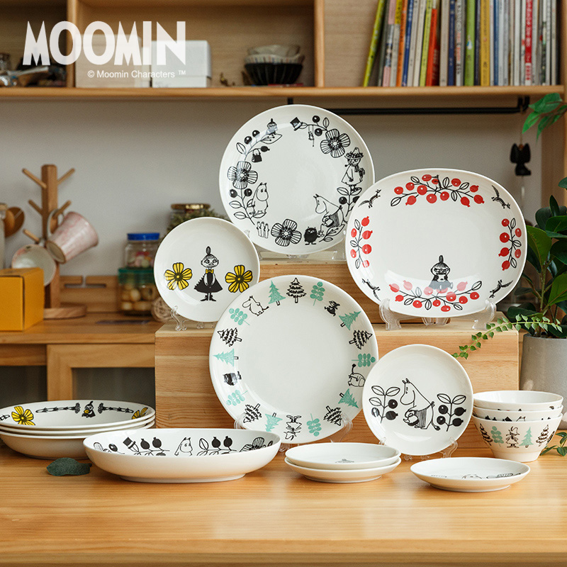 日本进口卡通姆明陶瓷盘子餐具