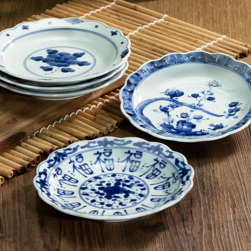 蓝凛堂日本进口盘陶瓷餐盘青花日式盘子餐具平盘浅盘家用菜盘,餐饮具,盘,淘宝优惠券,粉丝福利购,淘宝优惠卷