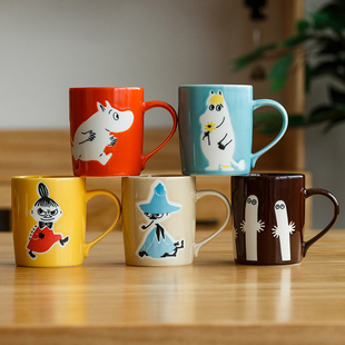 Moomin进口卡通马克杯咖啡杯釉下彩家用喝水杯子陶瓷小吃碟子
