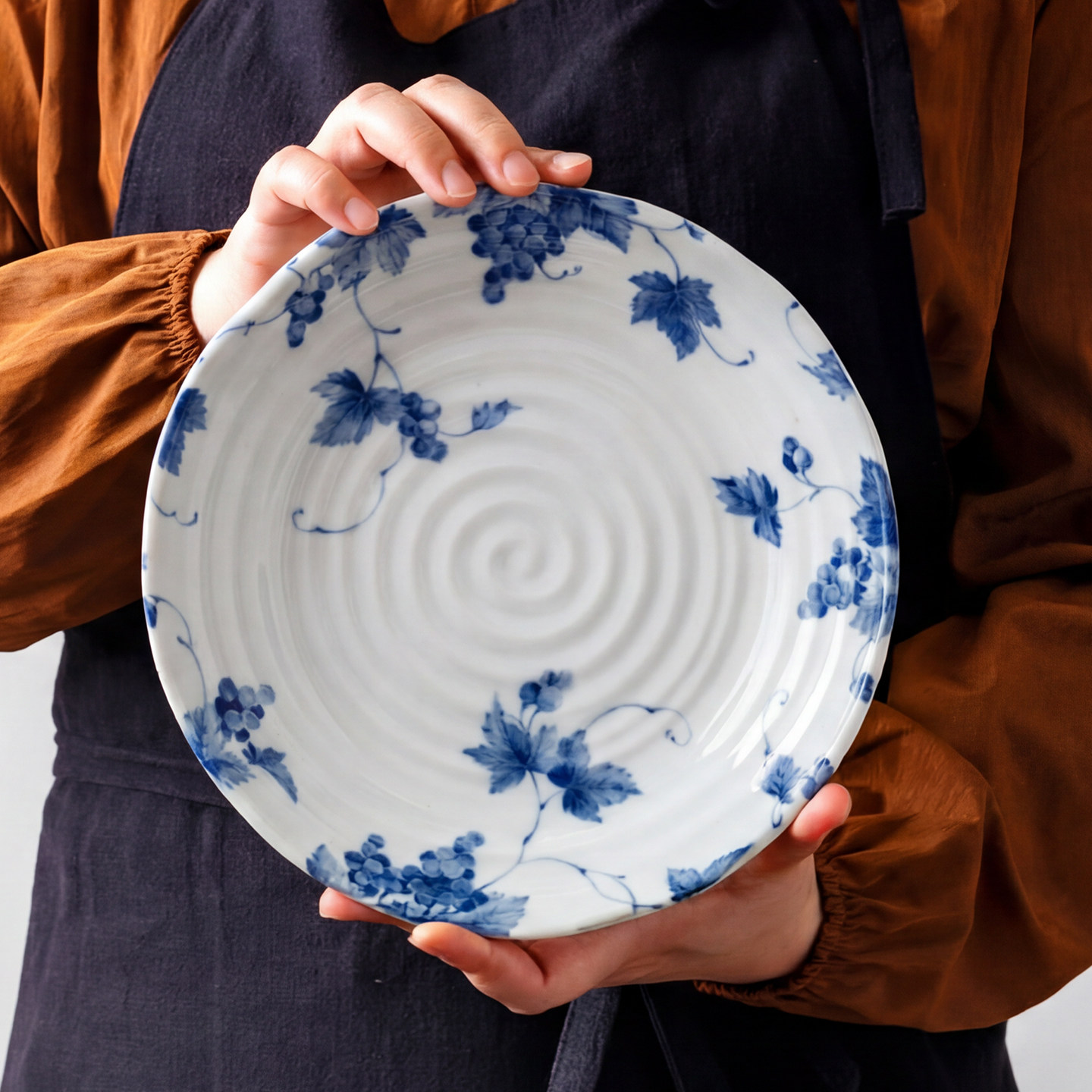 橘吉盘子家用菜盘日本进口餐具 复古陶瓷盘子日式家用釉下彩深盘