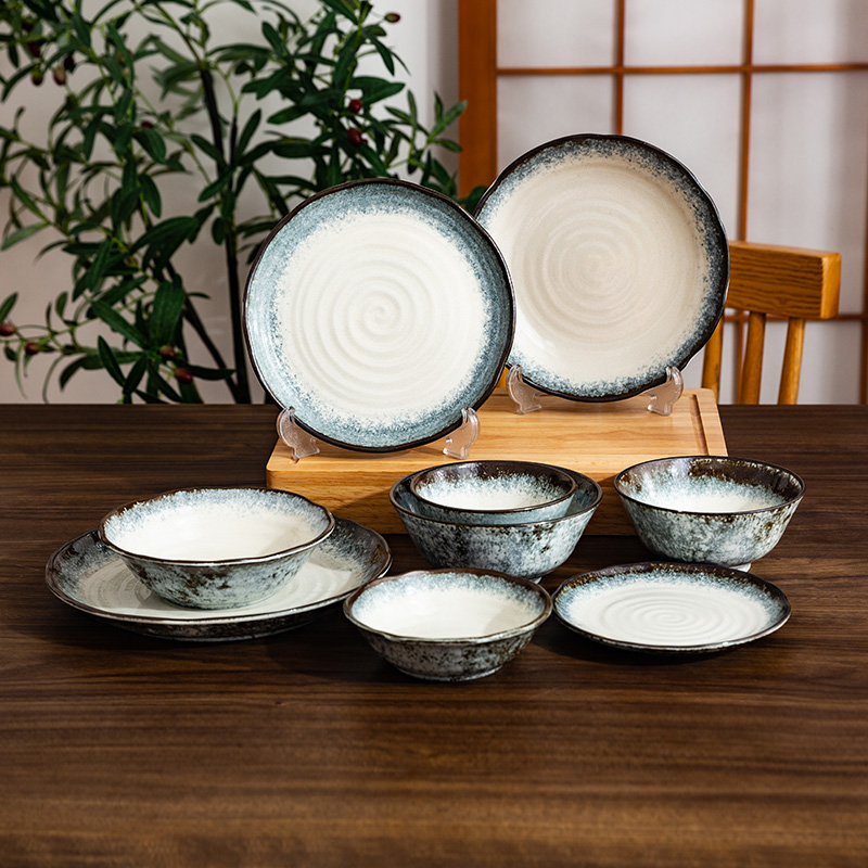 日本家用复古陶瓷碗盘子餐具