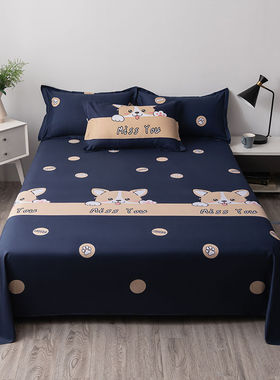 冬季床单单件1.2米1.5m单人学生宿舍简约磨毛非纯棉全棉双人灰色