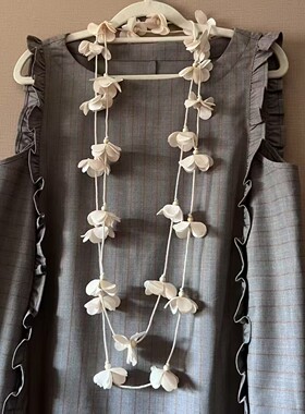 布花项链纯手工纺织个性花朵长款