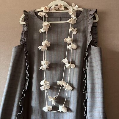 布花项链纯手工纺织个性花朵长款