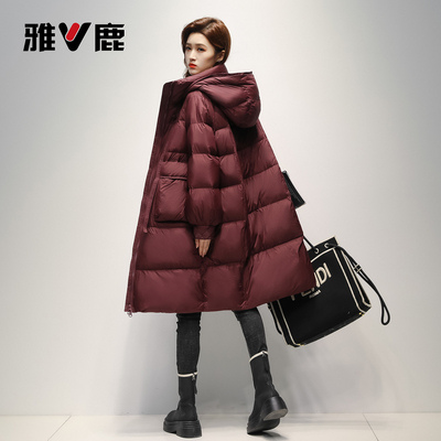 雅鹿加厚百搭中长款羽绒服