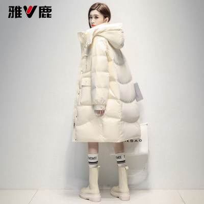 雅鹿中长款羽绒服宽松加厚外套
