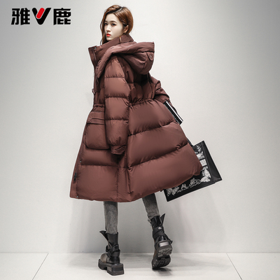 雅鹿2025冬季新款过膝羽绒服