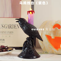 Halloween decorative LED crow candle light ornaments, Gothic style table lamp decorations, scene atmosphere setting props thumbnail 2
