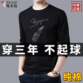 内搭秋衣上衣体恤 潮流宽松打底衫 啄木鸟长袖 t恤男纯棉圆领春秋季