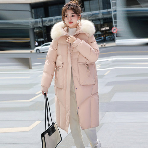 狐狸毛领长款外套雪凤九韩版连帽