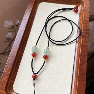 手工编织项链吊坠挂绳极细编绳黄金锁小吊坠翡翠锁骨链毛衣链绳子