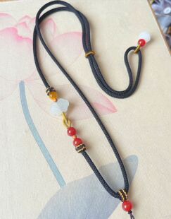 手工编织高档吊坠挂绳平安扣绳子和田玉翡翠黄金蜜蜡挂坠绳项链绳