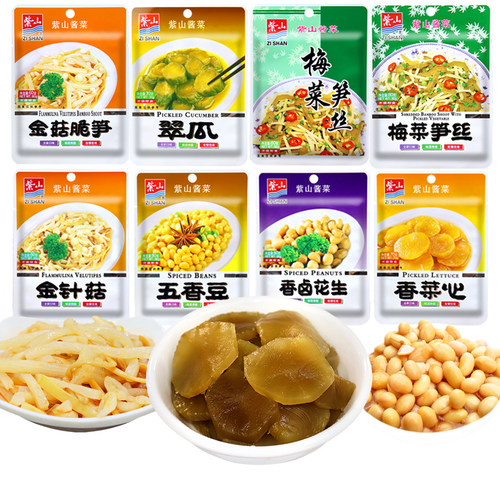 紫山香菜心脆瓜梅菜笋丝五香豆
