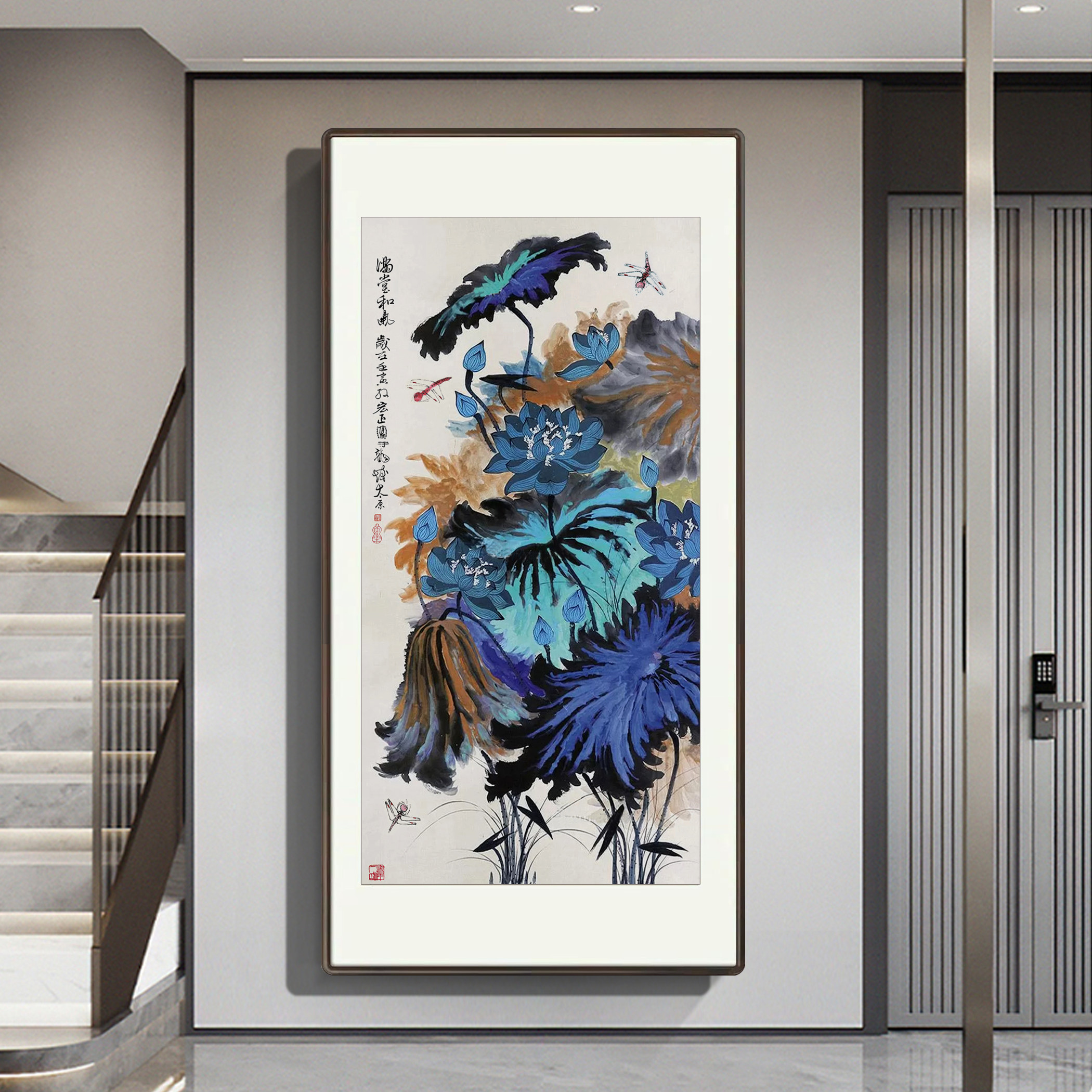 朵莲精舍玄关国画荷花名家纯手绘