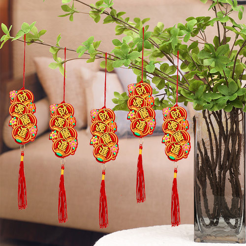 装饰植绒布新年春节盆景挂件