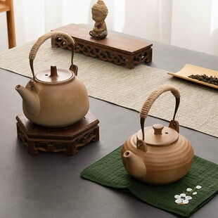 围炉煮茶茶壶家用室内大容量碳烤烤奶老式陶土特价陶瓷煮茶壶户外