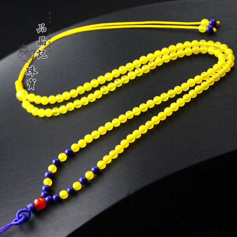 男女手编珠链青金石黄玛瑙黄龙玉黄水晶吊坠项链绳项坠毛衣链挂绳