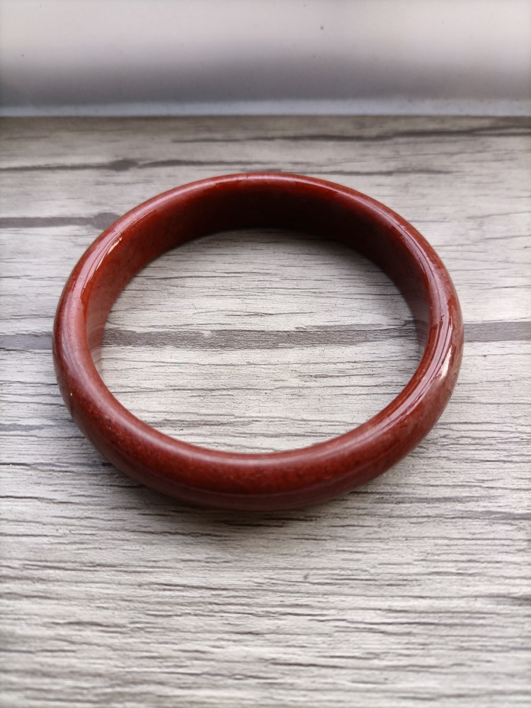 精品美货天然缅甸翡翠红翡冰糯种石英岩玉手镯玉镯子圈口58.8mm