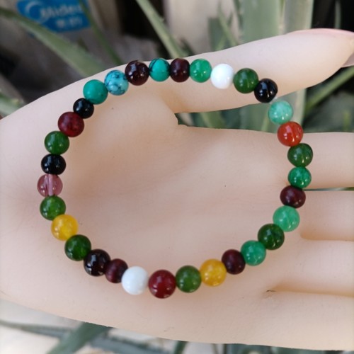 天然石英岩玉6mm多宝手串多彩玉石手链男女文玩饰品真玉石百搭款