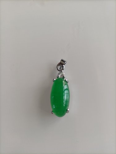 天然冰种石英岩玉蛋面吊坠 S925银/镀金镶嵌红绿蓝多色可选