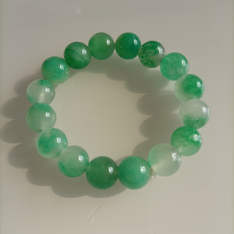 天然石英岩玉阳绿渐变手串冰种玉质圆珠手链男女款玉石饰品12mm
