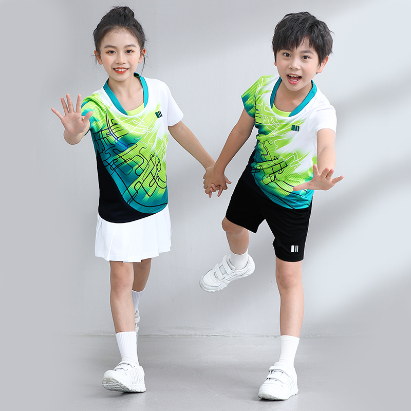 清仓特价羽毛球服套装男童款短裤小学生运动会短袖训练服女童裤裙