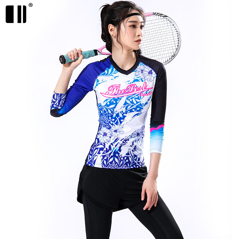 【紧身薄款】秋冬新款单双号紧身长袖上衣女款蓝色运动瑜伽打底衫